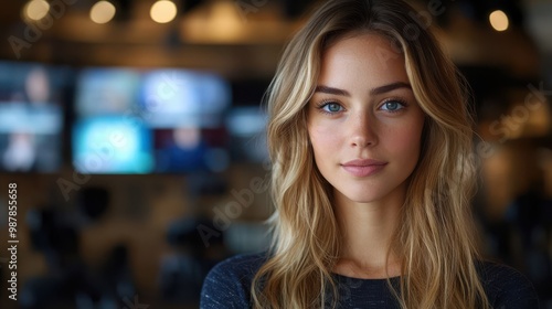 Wallpaper Mural Portrait of a Beautiful Woman with Blonde Hair and Blue Eyes Torontodigital.ca