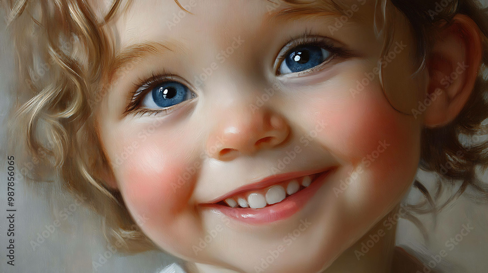 A close-up of a little girl with blonde curls, big blue eyes, and a bright smile. A close-up of a little girl with blonde curls, big blue eyes, and a bright smile.