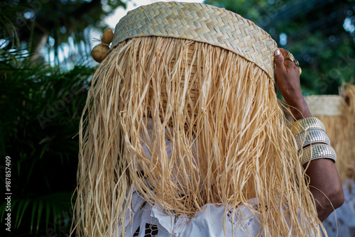 Members of Candomble are seen during a tribute to Sao Roque in the city of Salvador, Bahia. photo