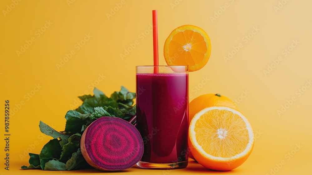 Citrus Juice in a glass, With beets and oranges Citrus Juice in a glass, With beets and oranges