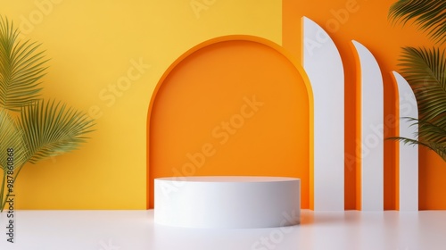 Vibrant abstract display featuring geometric shapes and colorful backgrounds ...