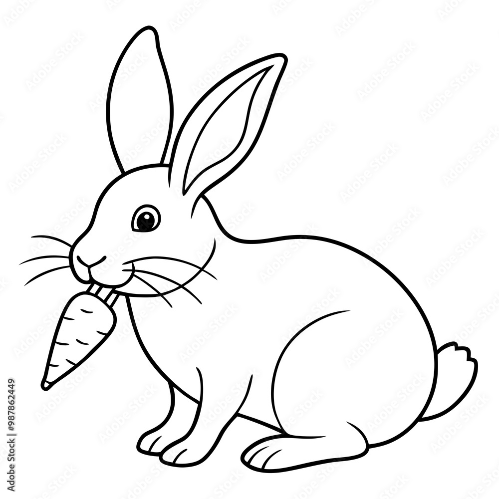 Intricate Line Art Rabbit Nibbling a Carrot Intricate Line Art Rabbit Nibbling a Carrot