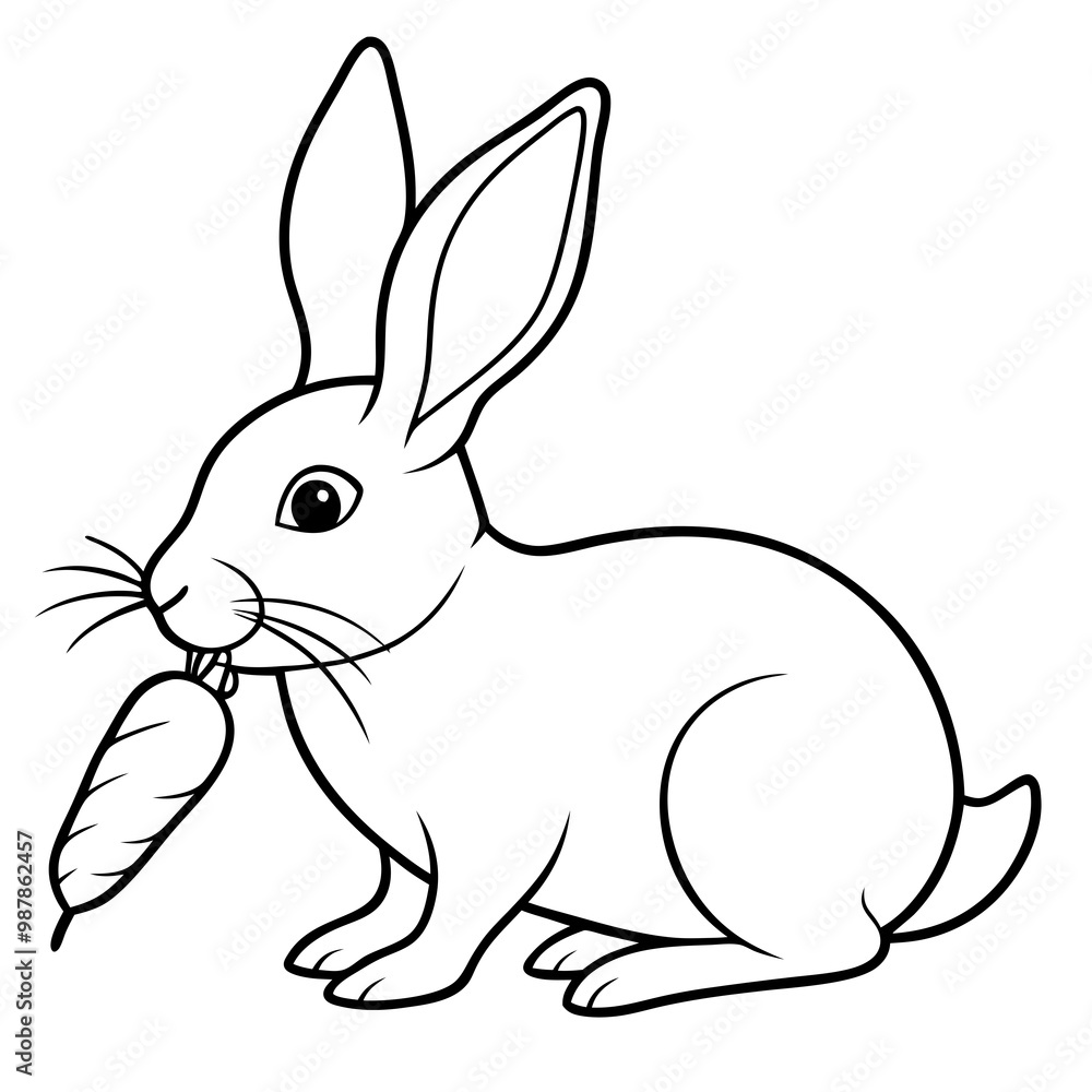 Intricate Line Art Rabbit Nibbling a Carrot Intricate Line Art Rabbit Nibbling a Carrot