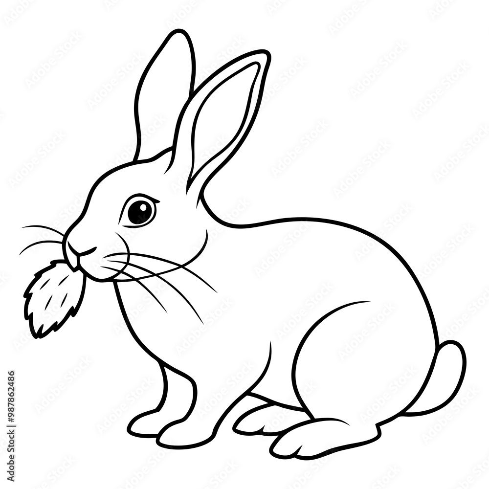 Intricate Line Art Rabbit Nibbling a Carrot Intricate Line Art Rabbit Nibbling a Carrot