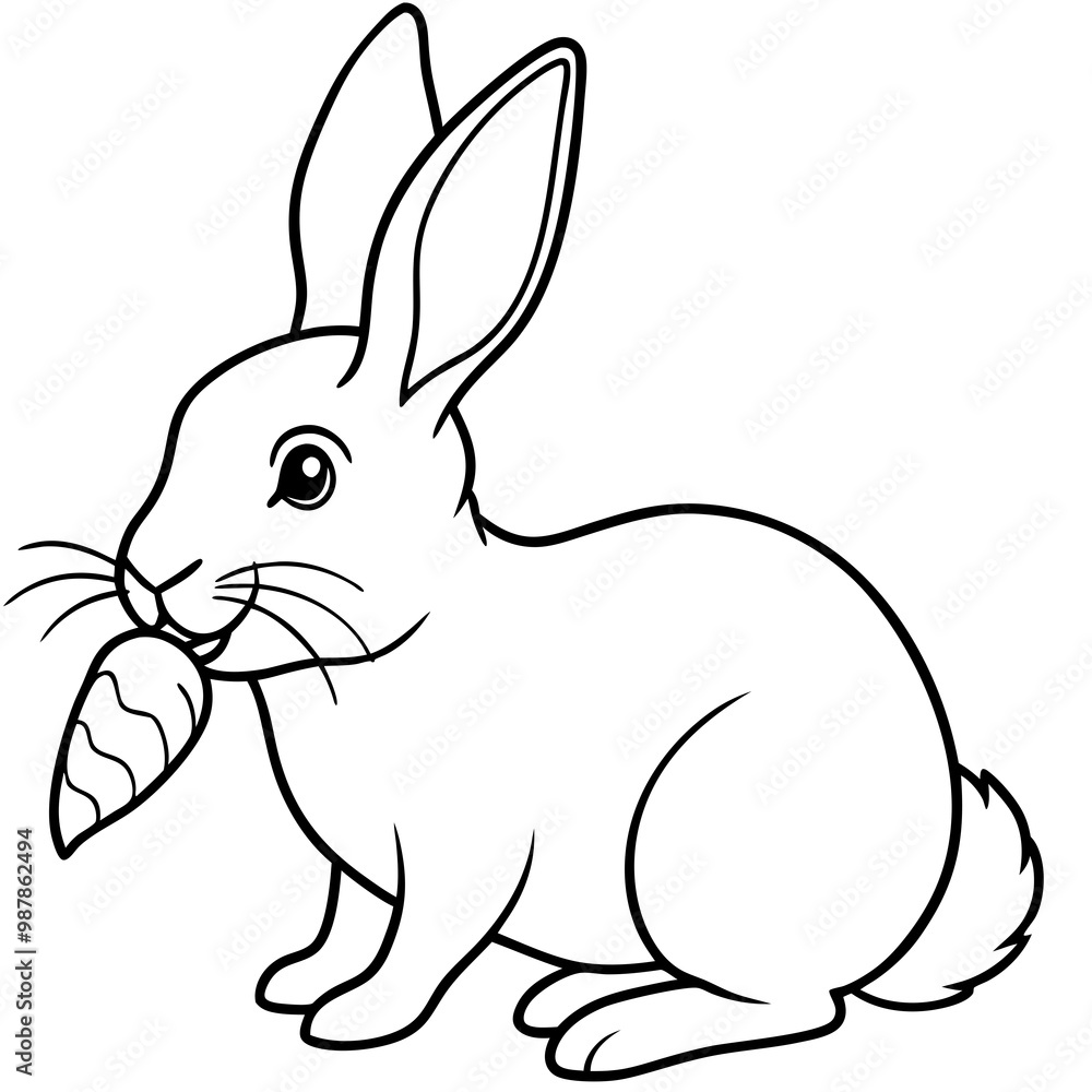 Intricate Line Art Rabbit Nibbling a Carrot Intricate Line Art Rabbit Nibbling a Carrot
