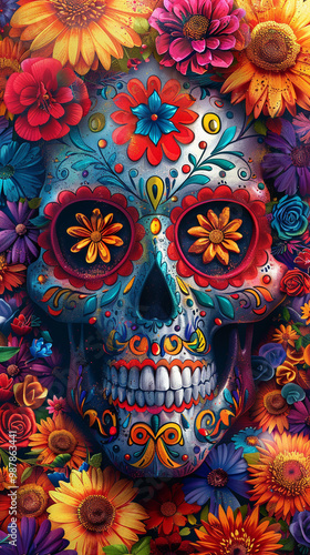 Festive Dia De Muertos background banner, celebration day of the dead