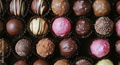 Assorted artisan chocolates displayed in an elegant arrangement for a special...