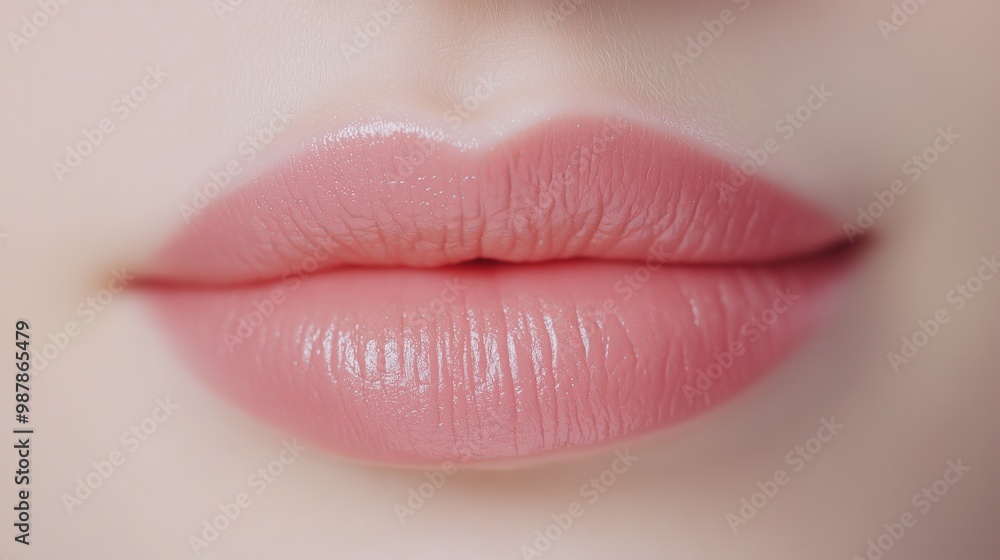 High-Quality 4K Close-Up Image of a Woman's Soft and Glossy Lips with a Natural Pink Hue for Beauty and Skincare Advertising High-Quality 4K Close-Up Image of a Woman's Soft and Glossy Lips with a Natural Pink Hue for Beauty and Skincare Advertising