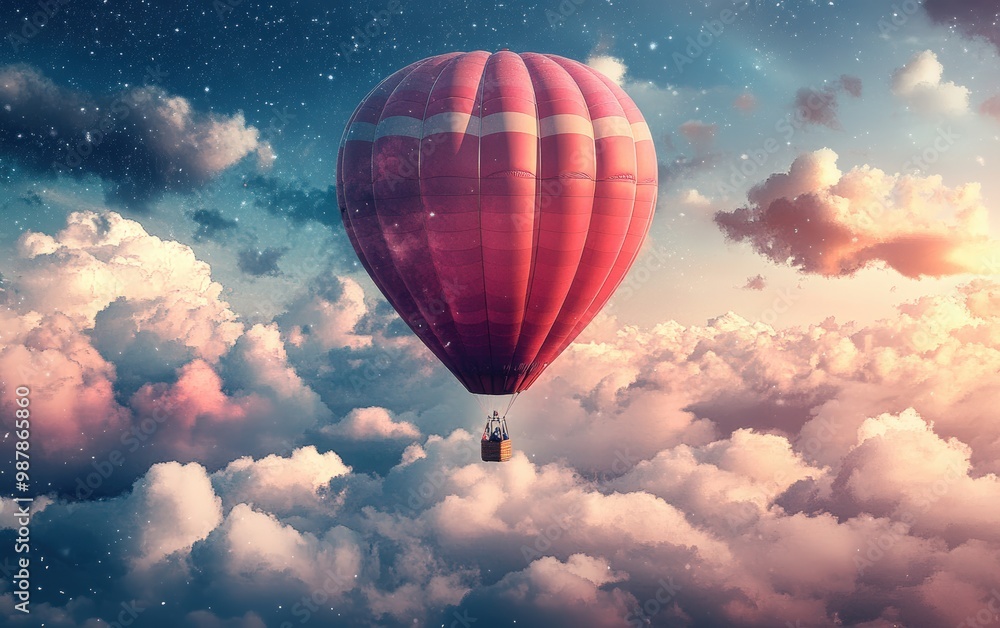 Fototapeta premium Balloons with clouds in the sky