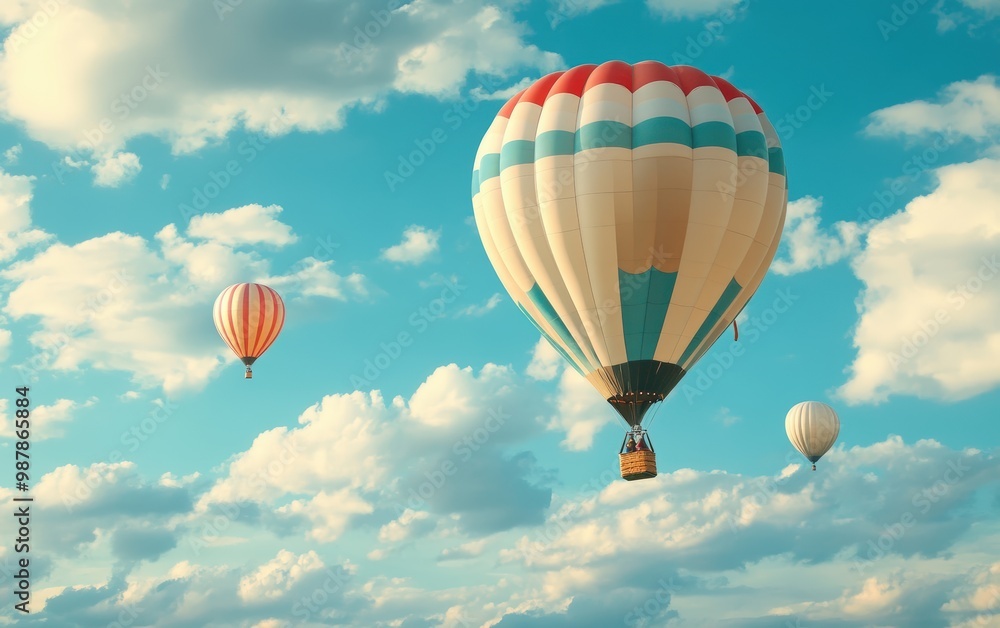 Fototapeta premium Balloons with clouds in the sky