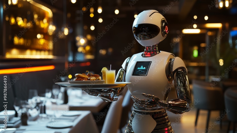Robot cyborg cafe restaurant waiter wallpaper background Robot cyborg cafe restaurant waiter wallpaper background