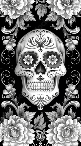 Festive Dia De Muertos background banner, celebration day of the dead