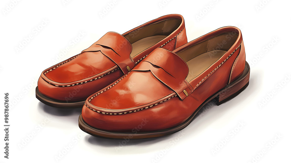 A pair of brown leather loafers. A pair of brown leather loafers.