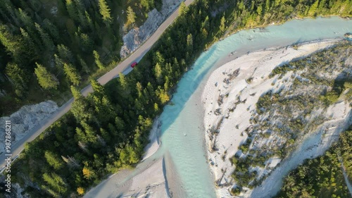 Aerial view of river bed in Vorderriss photo