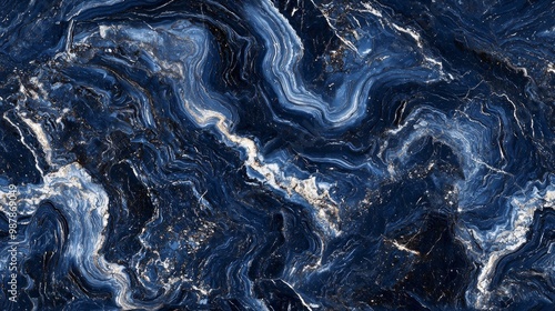 Wallpaper Mural Elegant Elegance: Unseen Marble with Navy Blue and Silver Veins Torontodigital.ca