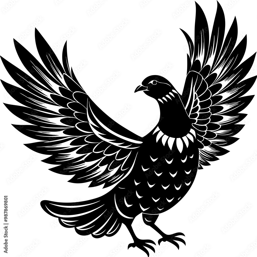 Obraz premium Partridge Silhouette in Flight Vector Art