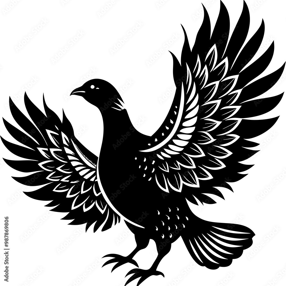 Fototapeta premium Partridge Silhouette in Flight Vector Art