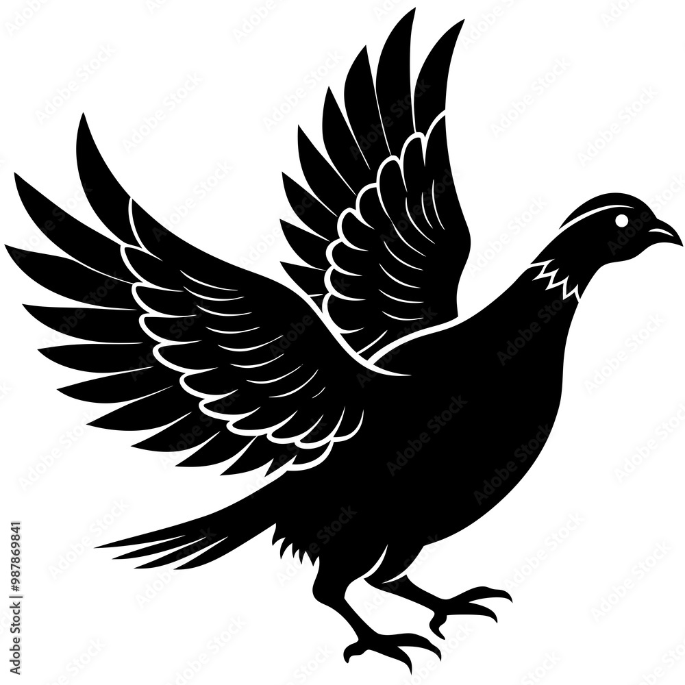 Obraz premium Partridge Silhouette in Flight Vector Art