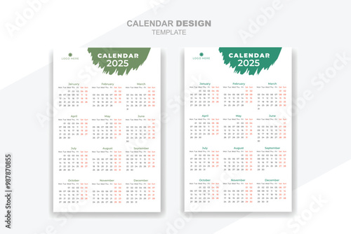 2025 calendar set design modern creative template