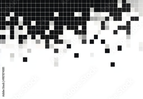 Black and white vector graphic of squares featuring a fading effect from white to black, set against a solid white background