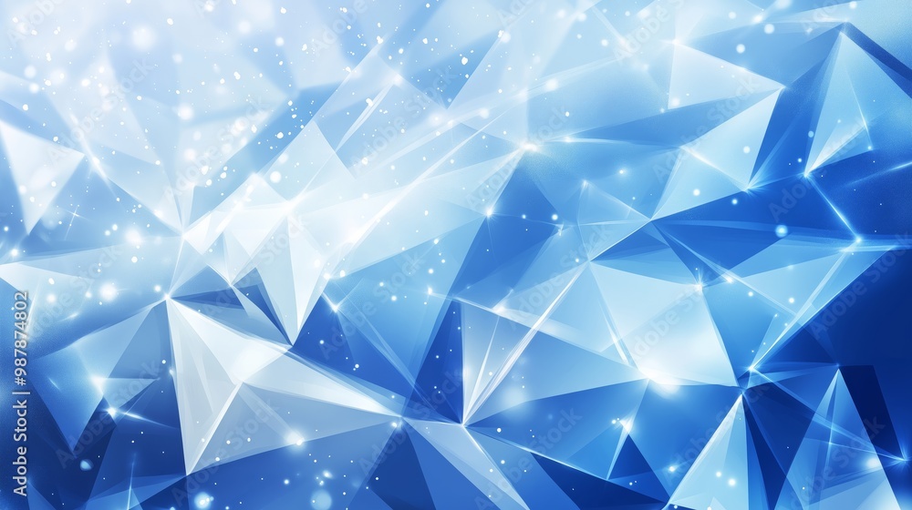 Abstract blue background with low-poly triangles and a white glow on the edges. Abstract blue background with low-poly triangles and a white glow on the edges.