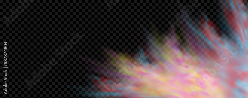 Background of an explosion of colorful smoke clouds.Multicolor fog with blue and yellow particles.Explosions of color powder.