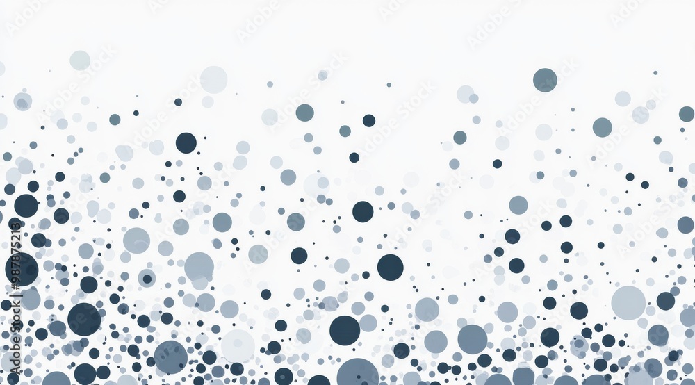 Flat vector graphic featuring dots in varying sizes against a white background, utilizing shades of gray Flat vector graphic featuring dots in varying sizes against a white background, utilizing shades of gray