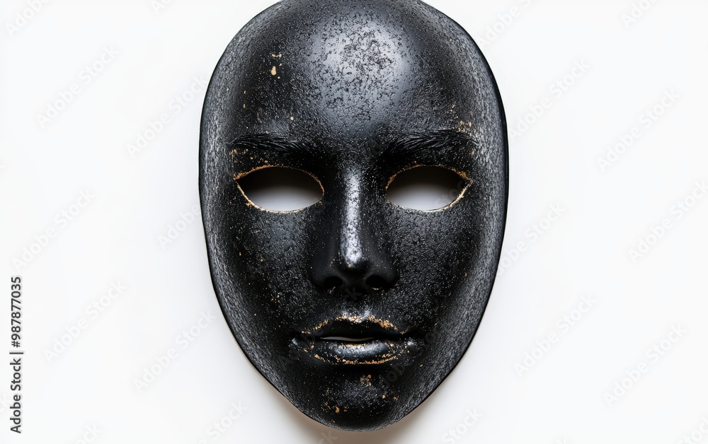 Black mask on the face isolated stock photo on white background Black mask on the face isolated stock photo on white background