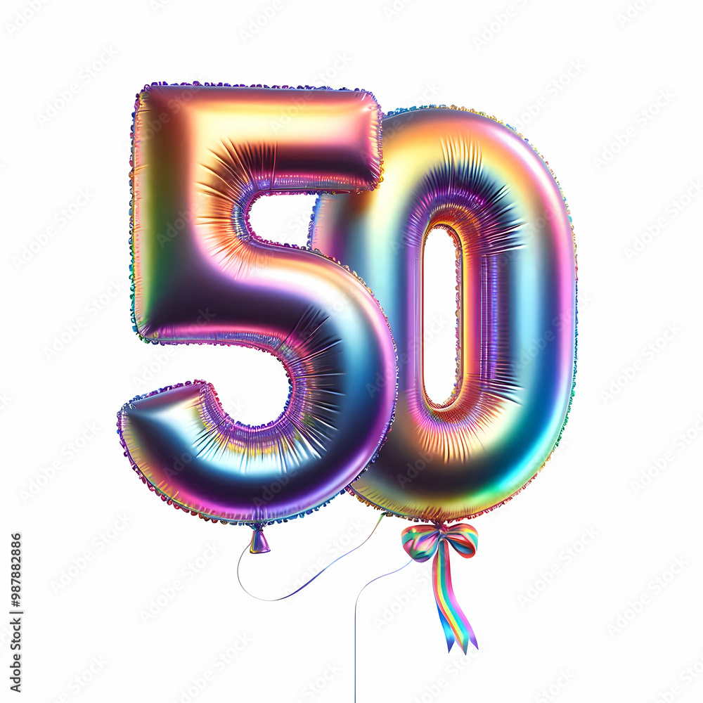 number 50 holographic balloon isolated on white background number 50 holographic balloon isolated on white background