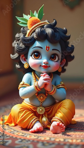 Obraz na płótnie Cute Krishna Janmashtami, God Krishna background, religious background, wallpaper w salonie