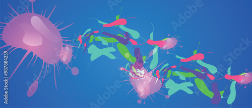 Coronavirus 2019-nCoV. Coronavirus 2019-nCoV outbreak. Virus cells on colorful background.