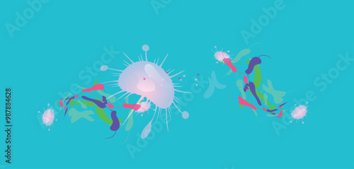 Coronavirus 2019-nCoV. Coronavirus 2019-nCoV outbreak. Virus cells on colorful background.