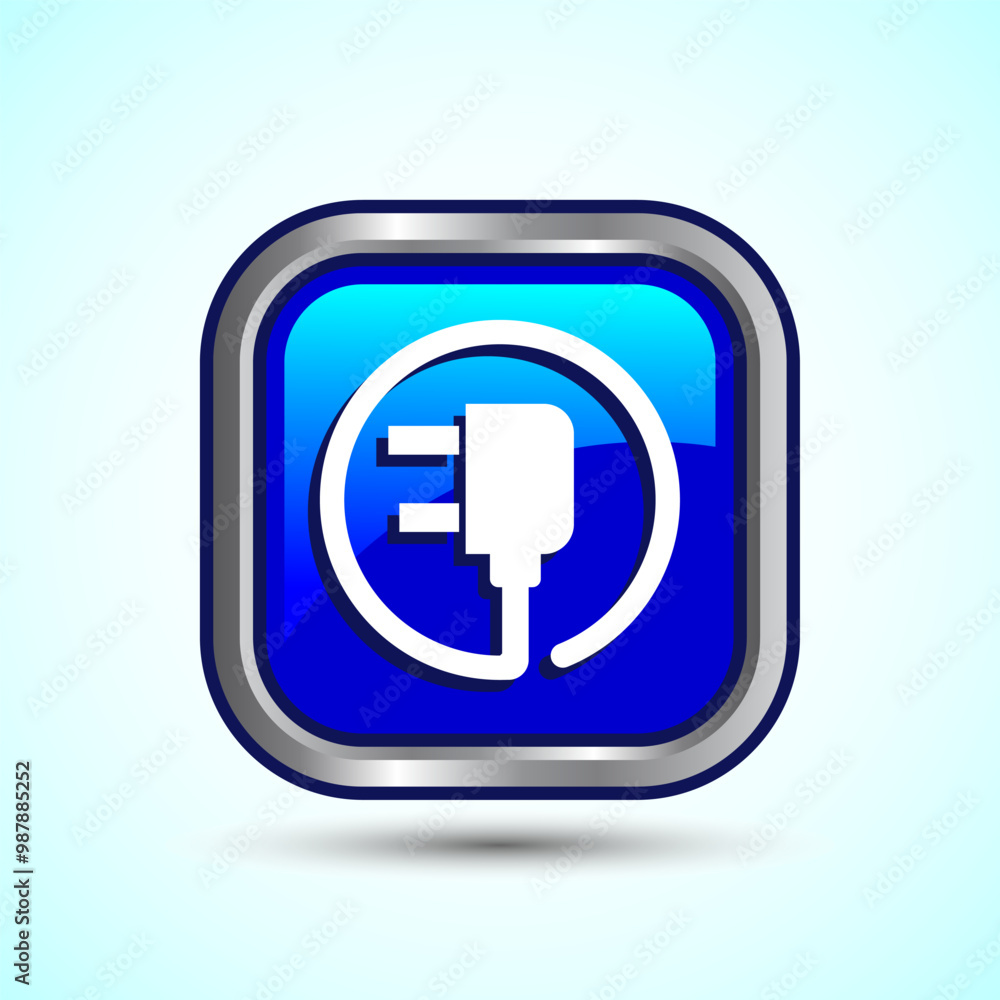 Electricity, Power, Plug Icon Design Illustration, Icon For Web and mobile application, Blue Color Square Button Design Electricity, Power, Plug Icon Design Illustration, Icon For Web and mobile application, Blue Color Square Button Design