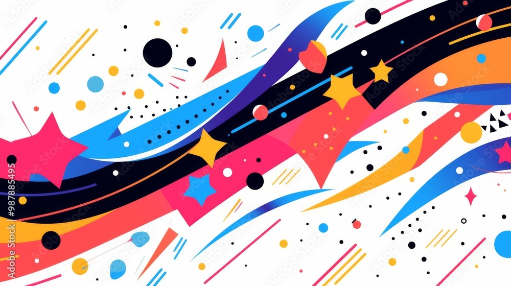 an abstract background with colorful geometric elements and bold stripes on a white backdrop,combines striking lines and shapes an abstract background with colorful geometric elements and bold stripes on a white backdrop,combines striking lines and shapes