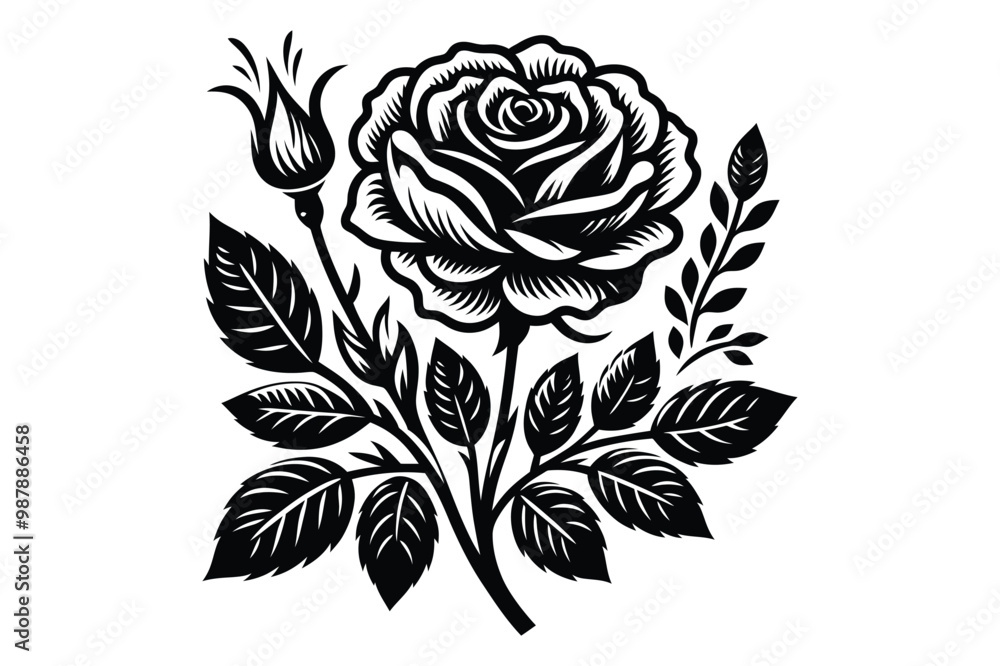 Rose silhouette vector illustrations Rose silhouette vector illustrations