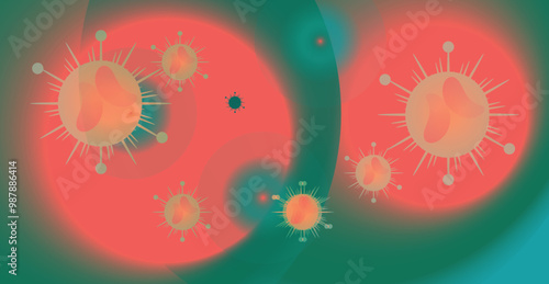 Coronavirus 2019-nCoV. Coronavirus 2019-nCoV outbreak. Virus cells on colorful background.