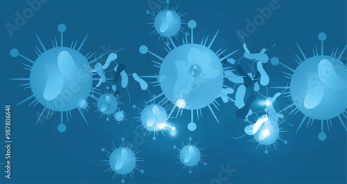 Coronavirus 2019-nCoV. Coronavirus 2019-nCoV outbreak. Virus cells on colorful background.