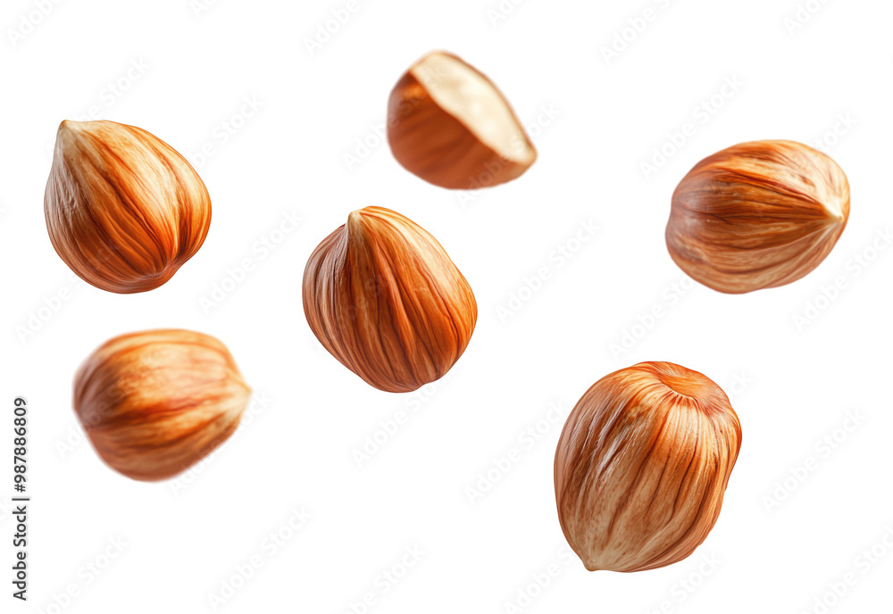Falling hazelnut, full body, on a transparent background Falling hazelnut, full body, on a transparent background