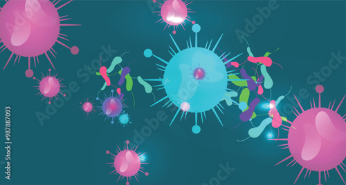 Coronavirus 2019-nCoV. Coronavirus 2019-nCoV outbreak. Virus cells on colorful background.