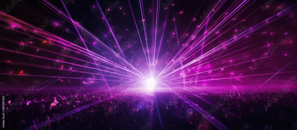 Naklejka premium Purple Laser Show Illuminates Crowd