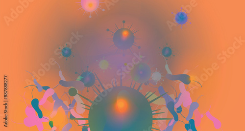 Coronavirus 2019-nCoV. Coronavirus 2019-nCoV outbreak. Virus cells on colorful background.