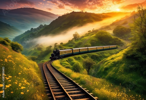 mysterious railway routes inviting endless journeys through enigmatic landscapes scenic vistas, adventure, exploration, travel, destination, tracks, train photo