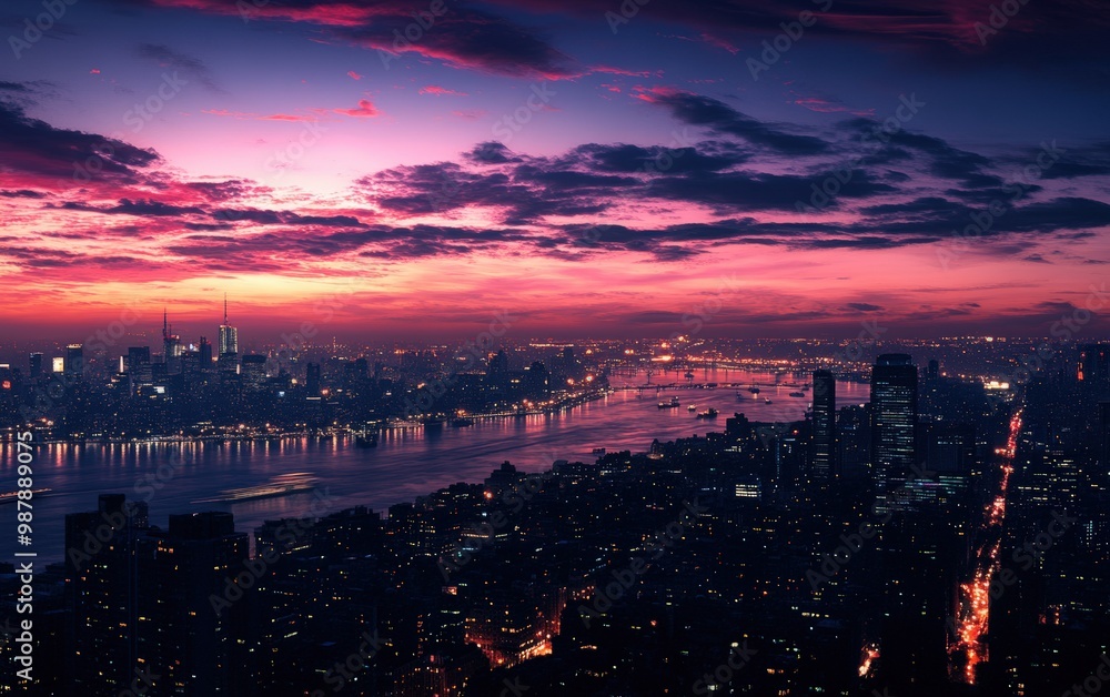Obraz premium Night city beautiful stock photo