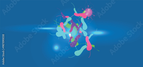 Coronavirus 2019-nCoV. Coronavirus 2019-nCoV outbreak. Virus cells on colorful background.