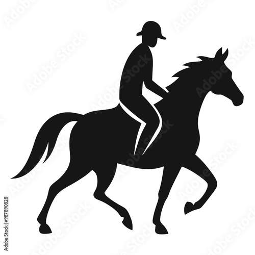 Horse Raider in Action Vector Art.