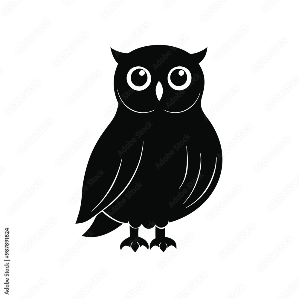 a black silhouette of an owl. vector silhouette a black silhouette of an owl. vector silhouette