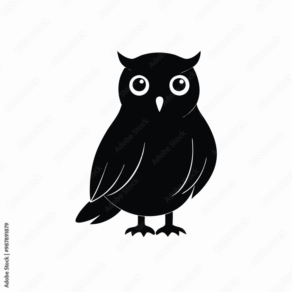 a black silhouette of an owl. vector silhouette a black silhouette of an owl. vector silhouette