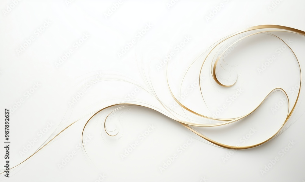 A white background with a gold swirl. The swirl is curvy and has a sense of movement A white background with a gold swirl. The swirl is curvy and has a sense of movement