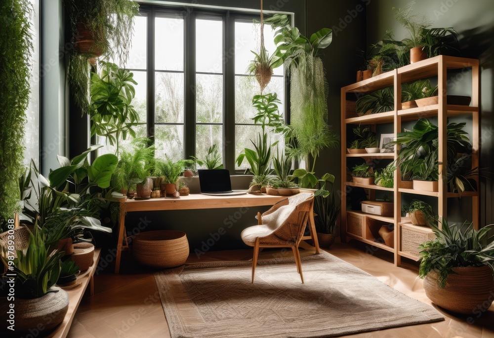 inviting cozy workspace design featuring nature inspired decor elements such natural earthy color palette productive environment, aesthetic, ambiance, beautiful inviting cozy workspace design featuring nature inspired decor elements such natural earthy color palette productive environment, aesthetic, ambiance, beautiful