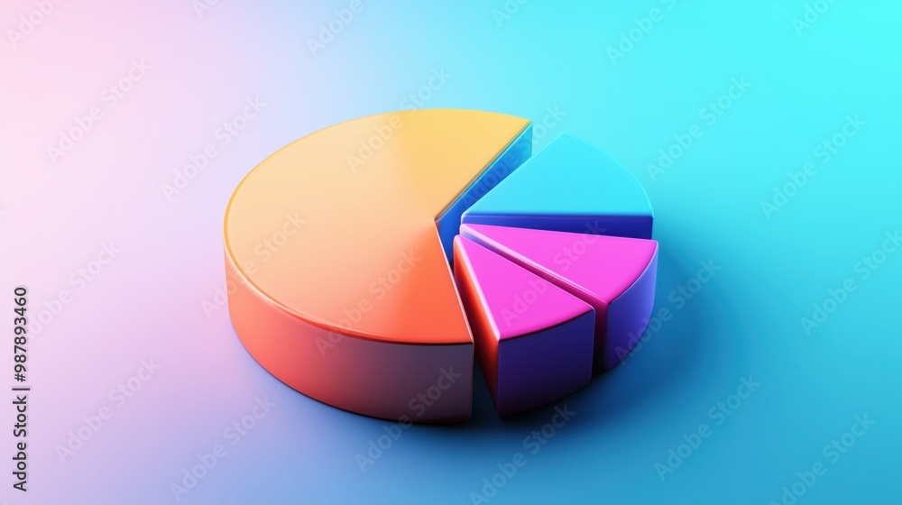 Colorful pie chart is shown with each slice of the pie being a different color. The pie chart is divided into five sections, each representing a different category Colorful pie chart is shown with each slice of the pie being a different color. The pie chart is divided into five sections, each representing a different category